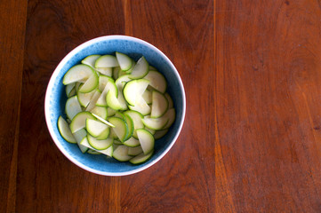 Bowl of sliced Zucchini