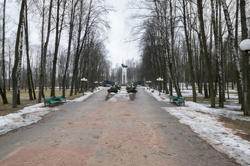 Soviet monument in victory park (Park pieramohi) in Molodechno, Belarus