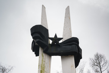 Soviet monument in victory park (Park pieramohi) in Molodechno, Belarus