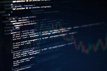 Big data storage and cloud computing representation. Programming code .