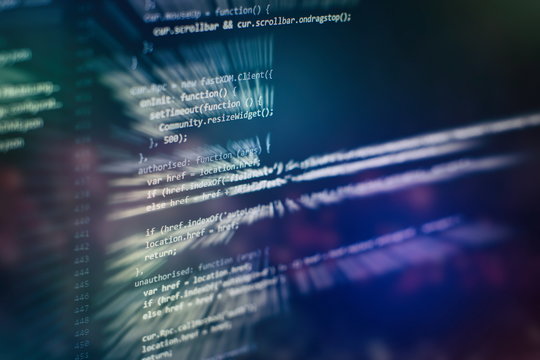 Big data storage and cloud computing representation. Programming code .