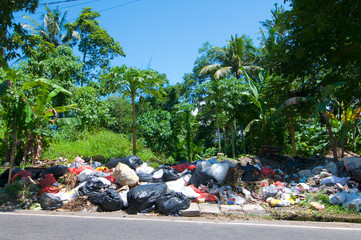 Open air waste collecting center located in Ubud Bali