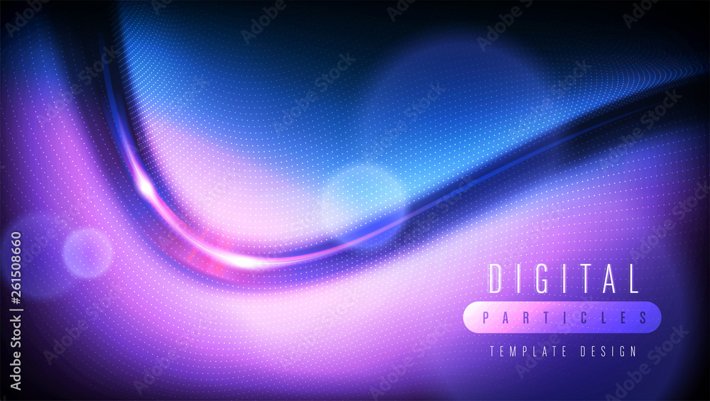 Poster the background template of curvy particle movement in vector. it is suitable for being as a template