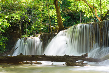 Fototapeta na wymiar Huai Mae Khamin waterfall at Kanchanaburi , Thailand , beautiful waterfall, forest,