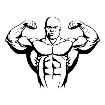 bodybuilder shows biceps vector illustration