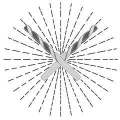 Obraz premium Crossed drill bit sign. Vector illustration.