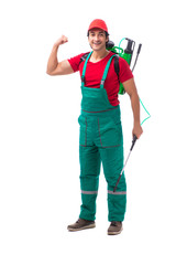 Pest control contractor isolated on white background