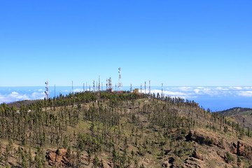 Telecom towers in ambience of pico de la nieves mountains in Gran Canaria Spain