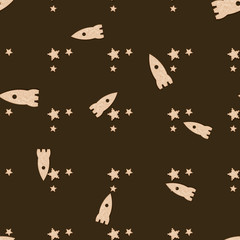 Rocket and star cracker-shaped cookies. Biscuit cookie cracker seamless pattern