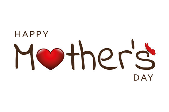 happy mothers day typography with heart and butterfly vector illustration EPS10