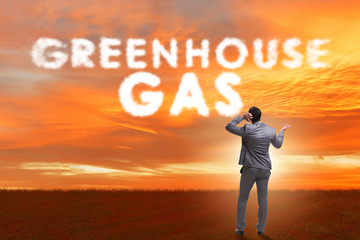 Fototapeta premium Ecological concept of greenhouse gas emissions
