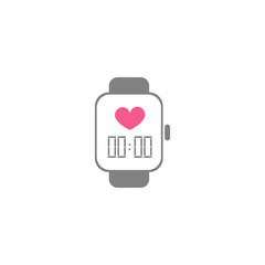 Vector flat style icon - smart watch - for logo, icon, poster, banner, healthy lifestyle, modern gadget with mobile app. Isolated without background