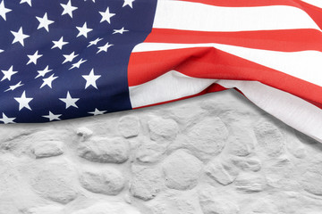 American flag on a white wall