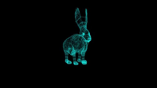 3d rendering rabbit wireframe high poly mesh