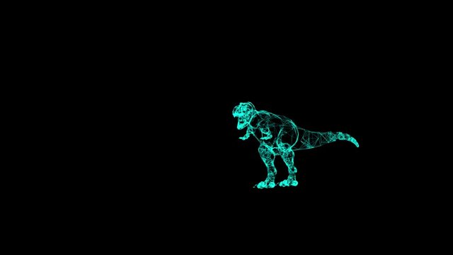 3d rendering T rex wireframe high poly mesh