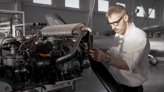Portrait of caucasian aviation engineer