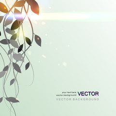 Background with light effect, lights and branches, vector