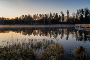 Fototapeta premium Zalew Czapielówka w Czarnej Białostockiej