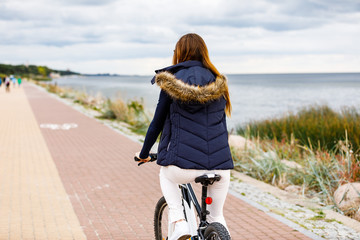 Young woman cycling