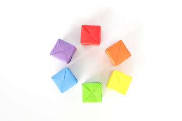 Colorful origami cubes