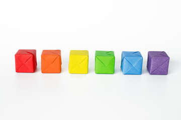 Colorful origami cubes