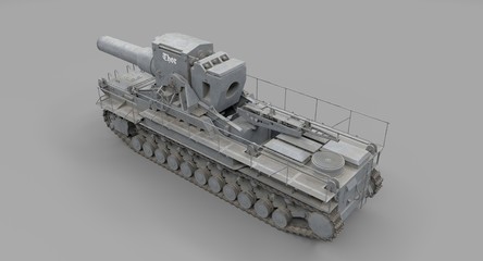 World War 2- Topview of German Mortar Karl with straight barrel