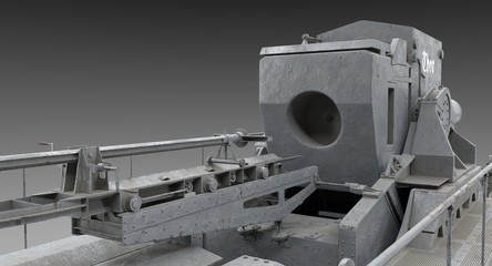 World War 2- Detail breech of German Mortar Karl with straight barrel
