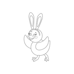 Easter chicken with ears outline