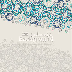 Arabic arabesque design greeting card for Ramadan Kareem.Islamic colorful template with arabic calligraphy