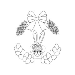 Easter pug outline