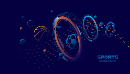 Vector sports with futuristic technology background design.