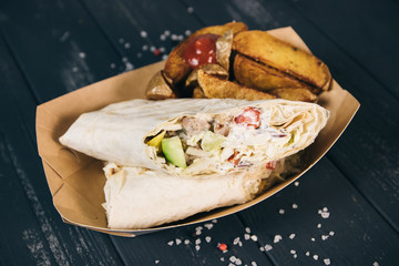 fresh roasted meat and vegetables taco