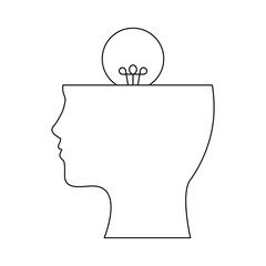 profile silhouette with light bulb idea