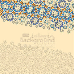 Arabic arabesque design greeting card for Ramadan Kareem.Islamic colorful template with arabic calligraphy