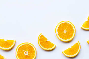 Fresh orange slices on white
