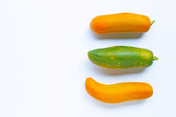 Papaya fruit on white background.
