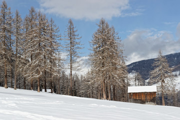 Alpen, Winter in den Bergen der Sextener Dolomiten, Südtirol, Pustertal, Italien