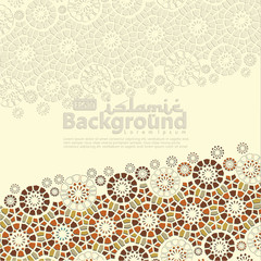 Arabic arabesque design greeting card for Ramadan Kareem.Islamic colorful template with arabic calligraphy