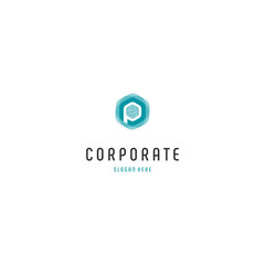 hexagonal line letter p logo icon,  illustration Vector Logotype Template