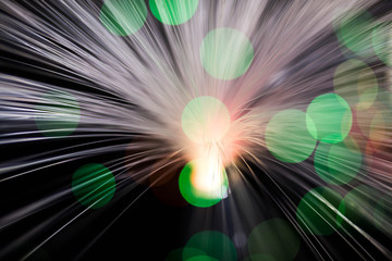 Abstract, intentionelly defocused lights on optical fibres , technology background image