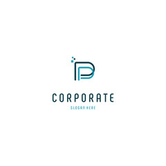 Obraz premium letter P with pixels shape logo template, vector file, p pixel logo design vector template