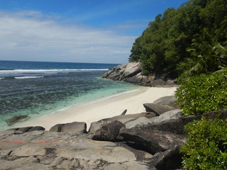 Beautiful remote beach in the seychelles on moyenne island