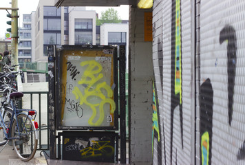 Dusseldorf, April, 12, 2019 - Vandalism at train station 