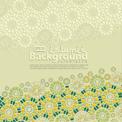 Fototapeta premium Arabic arabesque design greeting card for Ramadan Kareem.Islamic colorful template with arabic calligraphy