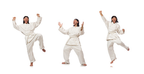 Fototapeta na wymiar Karate fighter isolated on white