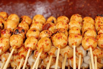 grilled meatballs is delicious at street food