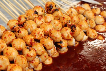 grilled meatballs is delicious at street food