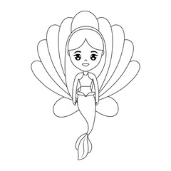 cute mermaid with seashell