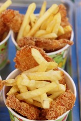 French fries and fried chicken nuggets delicious