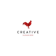 Polygonal Rooster on white background, Red Fire Rooster origami style vector icon. Art illustration with red cock. © ade